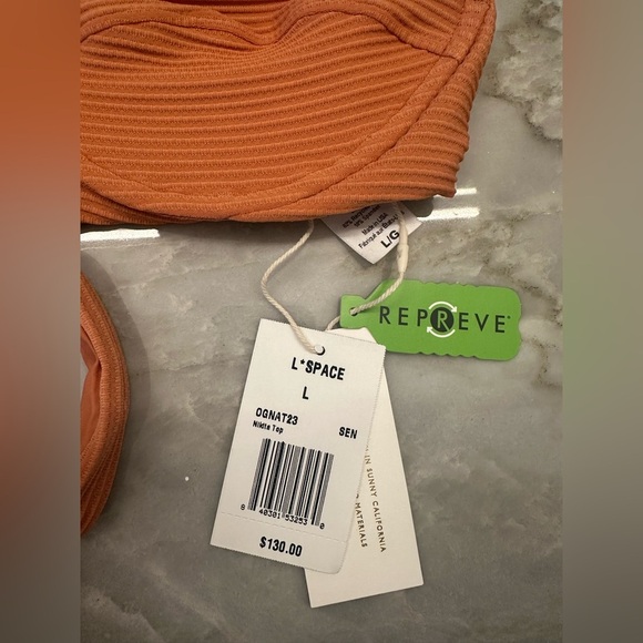 NWT! L*Space Nikita burnt orange ribbed Bikini Top. Women’s Large $130 - Picture 2 of 5